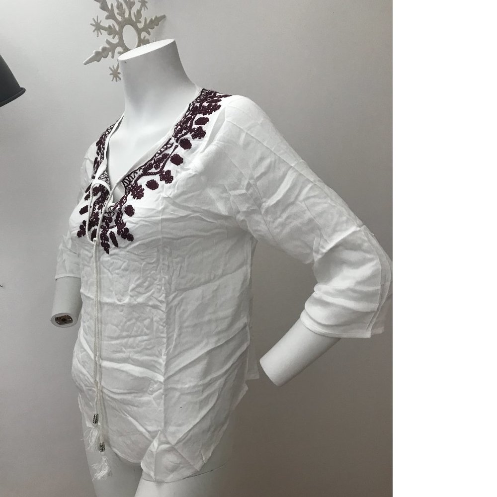 Crepe Embroidery Crochet Top Blouse Folk Polish Ukrainian Zara Free People?